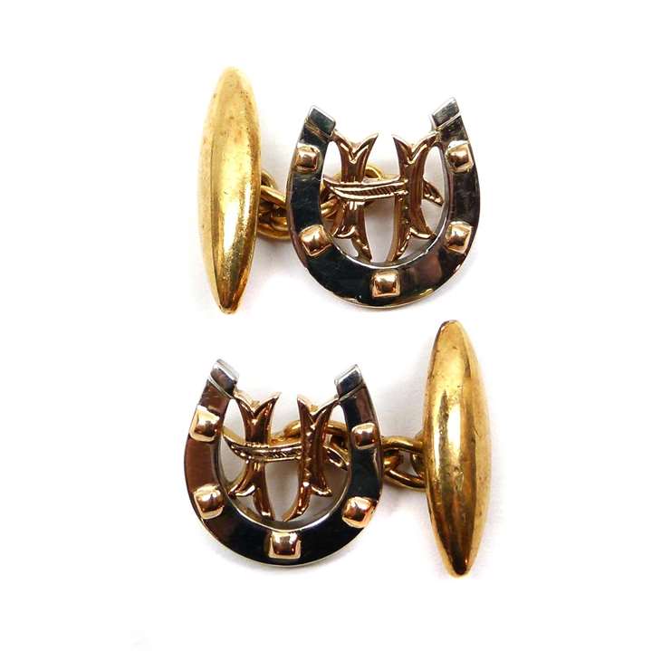 Pair of late 19th century gold horseshoe cufflinks